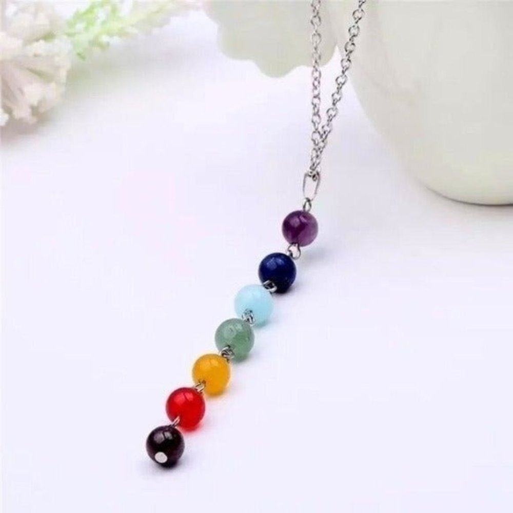 7 chakra necklace meditation yoga jewelry bohemian - Picture 1 of 4